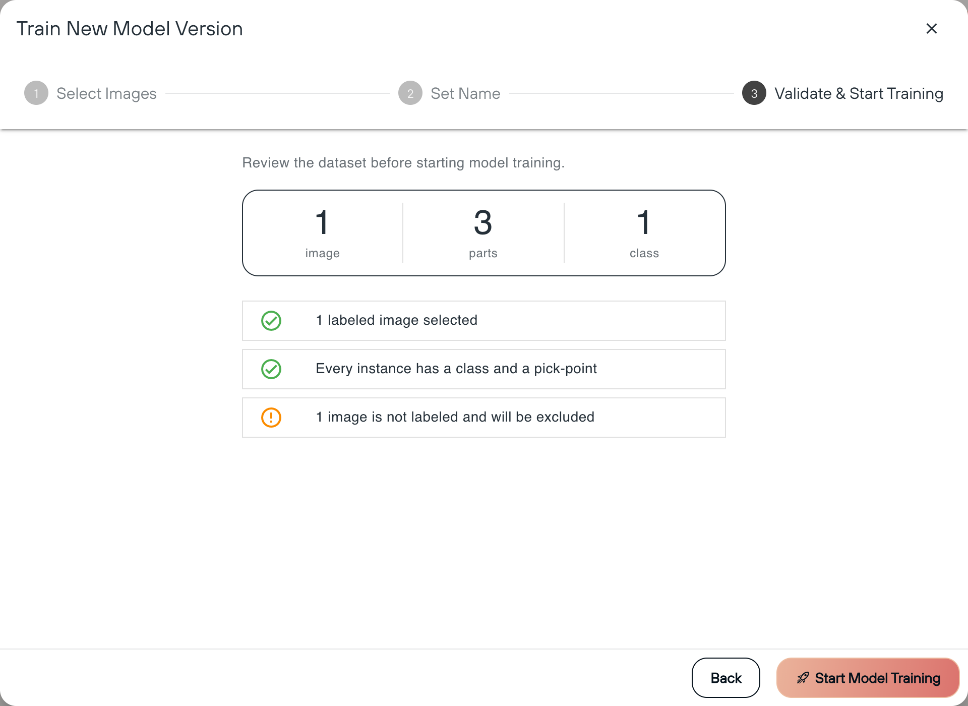 Validating the dataset before starting the training run